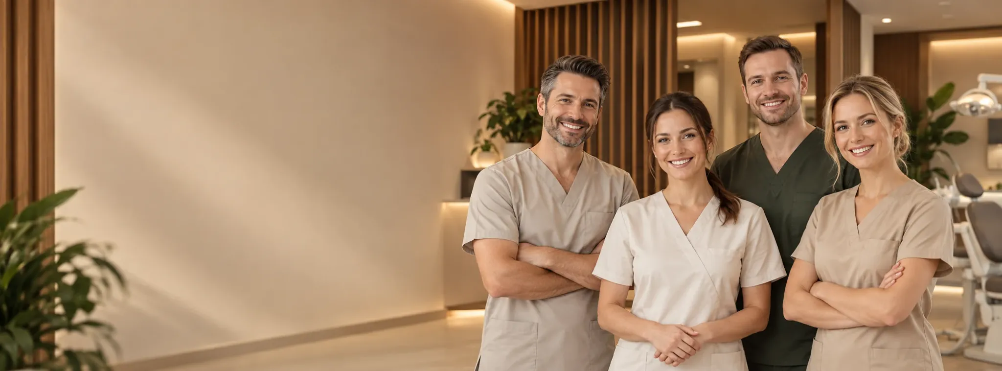 Az Implant Központ csapatának négy tagja egyenruhában